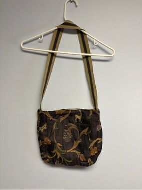 Vintage Hearst Castle Collection Floral Tapestry Crossbody Bag in Brown